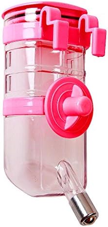 No-Drip Pet Water Bottle 17 fl.oz for Small Medium Large Dog Rabbit Cat , Hanging Automatic Water Feeders Travel Water Drinking Dispenser (Pink)