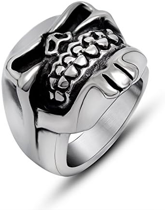 Long beard skull ring Men s single domineering personality hipster punk titanium steel jewelry SA738 Siz-7