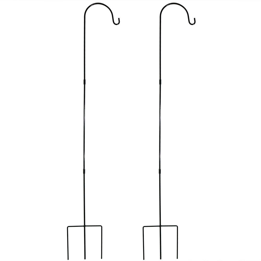 Sunnydaze Outdoor Heavy Duty Shepherd Hooks, Garden Poles For Hanging Bird Feeders and Plants, 82 Inch Tall, Set of 2, Black