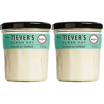 Mrs. Meyer's Clean Day Scented Soy Candle, Large Glass, Basil, 7.2 oz, (Pack of 2)