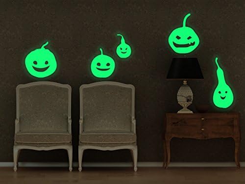 Marsway Halloween Decor Creative PVC Luminous Wall Sticker Fluorescent Decorative Night Glow Decal for Halloween Party (Pumpkin)