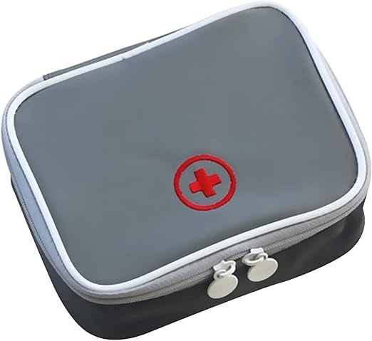 Linsiter Portable Mini First Aid Bag Empty, Small Size Travel Medicine Pouch Double Zippers Handy Pills Pocket for Travel Home (Gray) — image 1