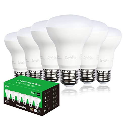 Suvizlite Flicker Free LED Flood BR20 Light Bulb,8W=45W,525Lumens,E26 Base,Dimmable,Soft White Light（2700K）,6 Pack (BR20)