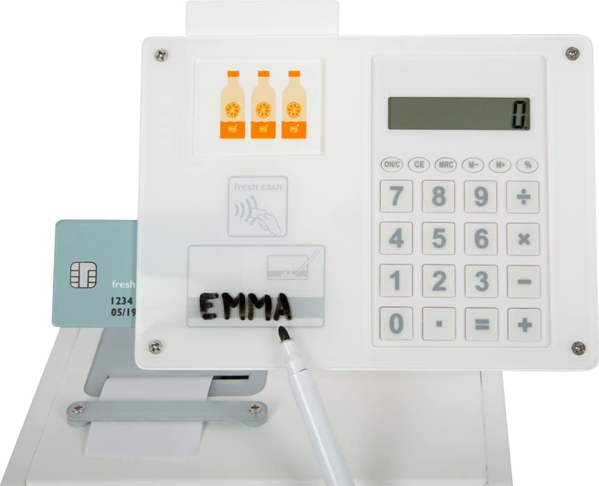 small foot Kasse "fresh" aus Holz, multifunktionales Zubehör für Kaufladen, Rollenspielzeug, ab 3 Jahren, 12249, Weiß 3