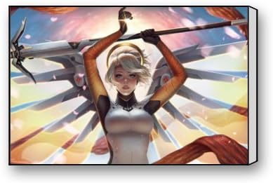 Modern Canvas Print Mercy Heroes Overwatch On Canvas 18 "x 12" Inch,Canvas Wall Art Decor Home Office Artwork - Stretched and Framed Ready to Hang