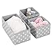 mDesign Fabric Drawer Divider Organizer Bin, Nursery/Bedroom Dresser, Closet, Shelf, Playroom Organization, Hold Clothes, Toys, Diapers, Bibs, Set of 3, 2 Pack, Gray/White Polka Dot