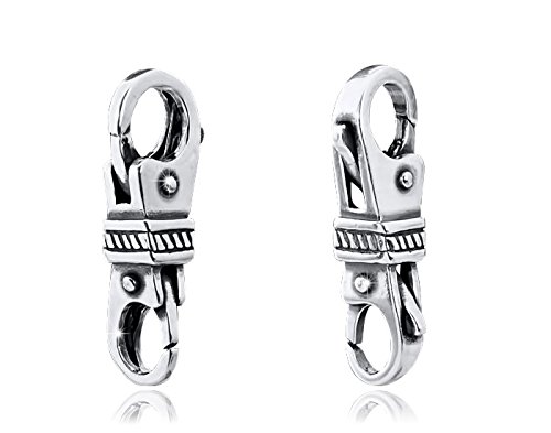 MATERIA Doppel Karabiner Verschluss Silber 925 antik Rautenmotiv zum Wechseln Zubehör #1463