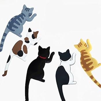 Floette 5 Pack Refrigerator Magnets Fridge Magnet Hook Clips Cat Magnets Office Magnets for Whiteboard, Refrigerator, Map and Calendar