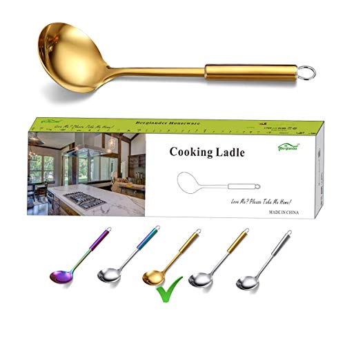 Berglander Cooking Ladle, Stainless Steel Gold Soup Ladle Soup Spoon