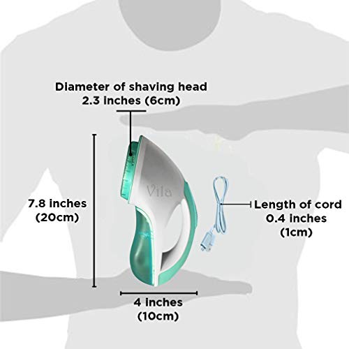 Vila Fabric Shaver, Portable and Battery Operated Hairball Remover, Quickly and Safely Eliminates Lint, Fuzz and Pilling, Easy to Use Sweater Defuzzer