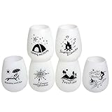 Silicone Wine Glasses Set of 6 - Unbreakable Funny Rubber Cups with Saying, Outdoor Camping Shatterproof Party Cups by Kindga
