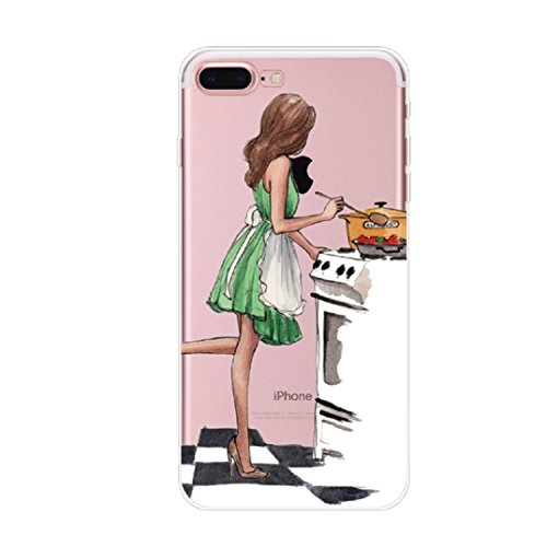 iPhone 7 Plus Case, Axiba Girl Printed Transparent TPU Carring Case Cover for iPhone 7 Plus 5.5 Inch (Style M)