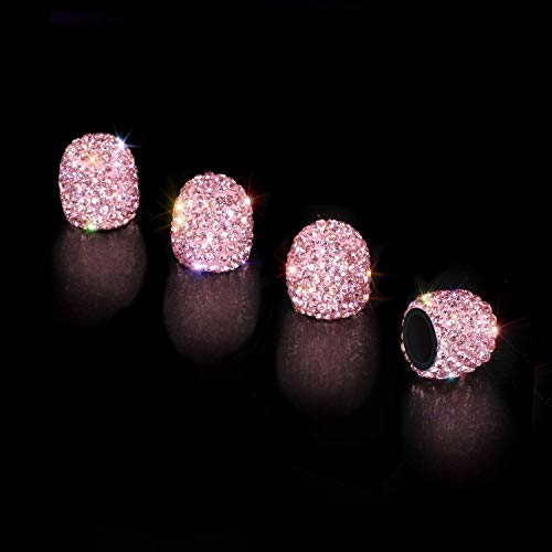 image for choolo Valve Stem Caps, 4 Pack Handmade Rhinestone Tire Valve Caps Cry