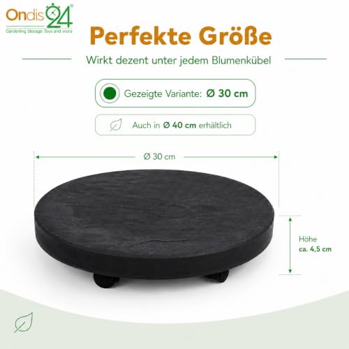 Ondis24 Pierre Plant Roller up to 150 kg, Flower Roller with Invisible Wheels, Furniture Roller, Pot Roller (Diameter 30 cm, Anthracite)
