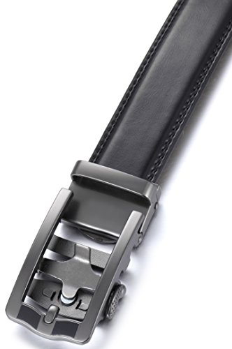 Mio Marino Ratchet Click Belts for Men - Mens Comfort Genuine Leather Dress Belt - with Automatic Buckle, Enclosed in an Elegant Gift Box - Style 185 - Black - Adjustable from 28" to 44" Waist