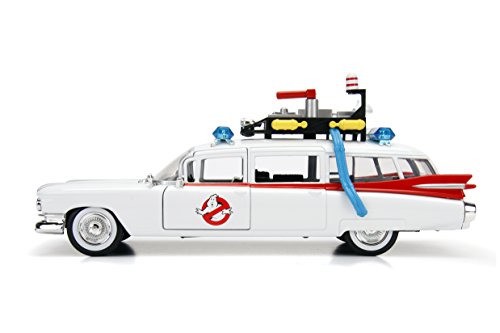 Jada Toys Hollywood Rides: Ghostbusters Ecto-1 Die-Cast Collectible Toy Model Car/Vehicle, White, 1:24 Scale