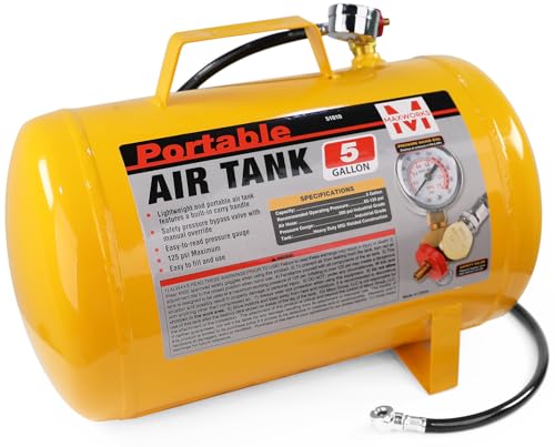 MaxWorks 51010 Portable 5 Gallon Air Tank with Pressure Gauge and Safety Valve…