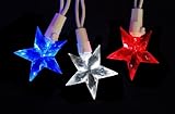 Set of 30 LED Red, White & Blue 4th of July Patriotic Star Lights - White Wire