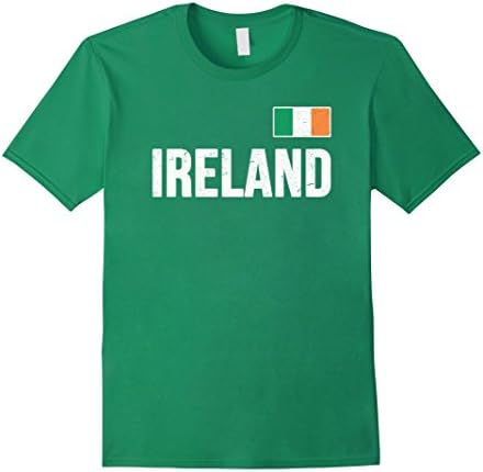 Mens IRELAND T-shirt Irish Flag Shirt Distressed Tee Green Large Kelly Green