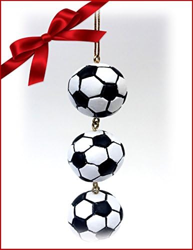 2016 Soccer Ball (3 Tier Resin) Sport Ornament with Free Gift Bag for Christmas and Holiday
