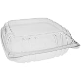 Pactiv Evergreen Sensation SmartLock Clear Hinged Lid Containers, 9.21 x 8.87 x 3.07, Clear, 200/Carton (YCI821100000)