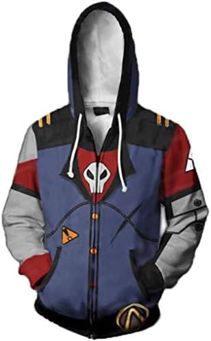 HUHU Borderlands Unisex 3D Printed Hoodie Sweatshirt Zipper Cosplay Costume