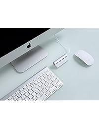 Cateck Premium de aluminio Hub USB con lector de tarjetas SD TF y adaptador de sonido estéreo, Plateado