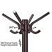 SONGMICS Rotating Hooks Coat Hat Rack Entryway Coat Tree with Base for Coat Hat Purse Jacket Espresso