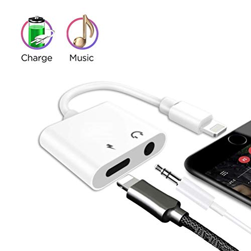 3.5 mm Headphone Jack Adapter Charge Connection Converter Audio Adapter for 7/7Plus iPhone 8/8Plus X Dongle Cell Phone Accessories 2 in 1 Cable Music & Charging Adaptor iOS 11/12 System