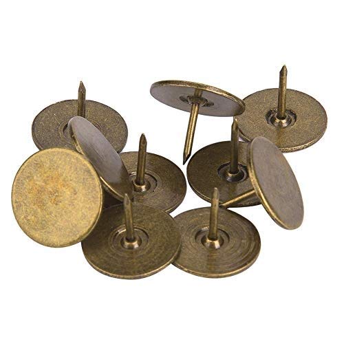 Sheens Upholstery Nails 100Pcs, Big Flat Head Cyan Bronze Antique Metal Tacks for Furniture Decorative Pins 19 x 15mm for DIY Home Decor Craft Projects Furniture Restoration Vintage Sty