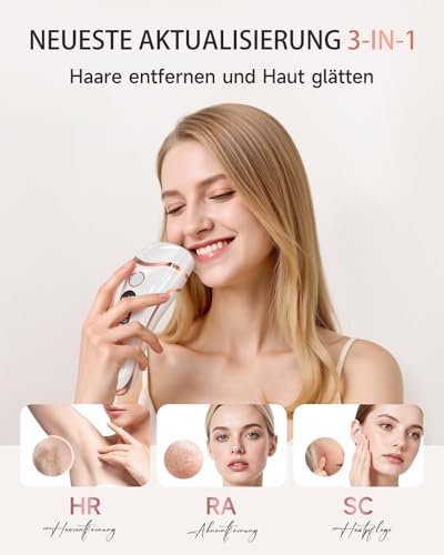 Haarlosy IPL Devices Hair Removal Laser for Men and Women, 999,900 Light Pulses, 3 Functions HR/SC/RA and 9 Energy Levels, Painless Hair Removal for Body, Face, Bikini Area