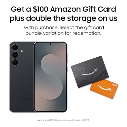 SAMSUNG Galaxy S25 FE Cell Phone + Gift Card & Storage Upgrade, 256GB Unlocked Android AI Smartphone, Large Display, 4900mAh Battery, High Res-Camera, AI Photo Edits, US 1 Yr Warranty, JetBlack