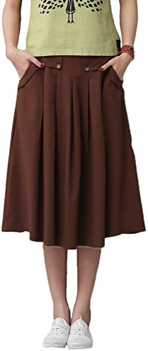 MINGXINTECH Womens A-Line Denim Linen Skirt Knee Length Summer Pure Color Skirt