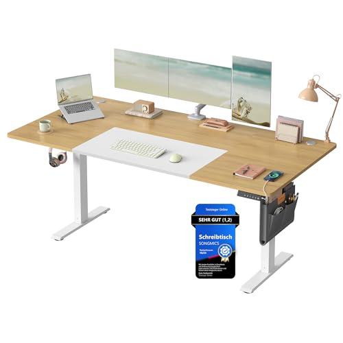 SONGMICS Höhenverstellbarer Schreibtisch elektrisch, 180 x 80 cm