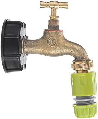 S60x6 IBC Tank Coarse Thread Adapter to Brass Garden Tap with 1/2 inch Nozzle Pagoda Hose Tap Connector Replacement Multi-functional Valve Fitting Parts for Home Garden