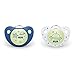 NUK Cute-as-a-Button Glow-in-The-Dark Orthodontic Pacifiers, Boy, 6-18 Months, 2-Pack primary