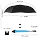 Rainlax Inverted Umbrella Double Layer Windproof Anti UV Protection Umbrellas for Car Rain Outdoor with C-Shaped Handle(Blue)