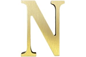 BWRMHME 1.77 Inch Height Self Adhesive Solid Brass English Letters 4.5CM Wall sticker Gold Mail Box Numbers House Address Numbers Shop Studio Name DIY Combination For Wall Home Decor Hardware (Letter N)