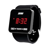 R-timer SKMEI Touch Screen Digital LED Waterproof Boys Girls Sport Casual Wrist Watches Black