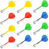 Yalis Magnetic Darts 12 Packs, Replacement Dart Game Safety Plastic Darts, Red Yellow Green and Blue (4-Colors)