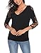 ELESOL Women Sexy Cold Shoulder Cut Out Blouse Casual Half Sleeve T Shirt Tops Black/L