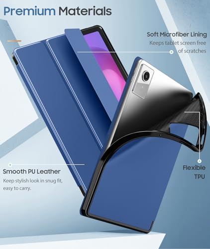 MoKo Lenovo Idea Tab 11 (2025) Case with Pen Holder, Ultra-Slim Case with Trifold Stand PU Leather and Auto Wake / Sleep / Wake Up / Sleep - Navy Blue