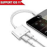Lightning Jack Adapter & Splitter for iPhone Apple X iPhone 8/8Plus iPhone 7/7Plus.2 in 1 Lightning Headphone Audio and Charge Sync Data Adaptor.Support Music +Charger+Phone Call.Support iOS 11