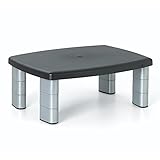 3M Adjustable Monitor Stand, Three Leg Segments Simply Adjust Height From 1" to 5 7/8", Sturdy Platform Holds Up to 80 lbs, 11-inch Space Between Columns for Storage, Silver/Black (MS80B) (Office Product)