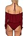 Allegrace Women Sexy String Halter Neck Bodysuit Off Shoulder Leotard Jumpsuit Wine Red S