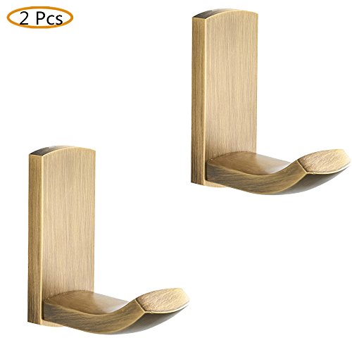 WINCASE 2 Pieces Antique Clothes Hook Towel Hook Holder Robe Hook, Wall Mounted Brass Construction for Bathroom Retro Vintage Style