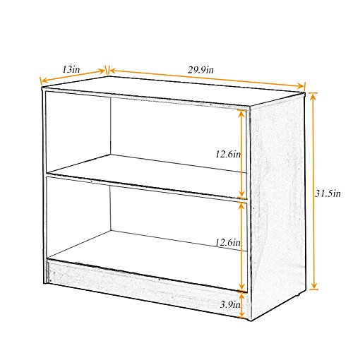 Dland Bookcase WF-SJ001WT, 2-Shelf, TV Stands Storage Cabinet, Composite Wood Board, Walnut, 1 Pack
