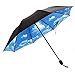 J&B Umbrellas Compact Travel Umbrella for Women Vinyl Anti-UV Long Stick Lightweight Starry and Blossom Parasol for Sun and Rain Gift Choice Bule Sky