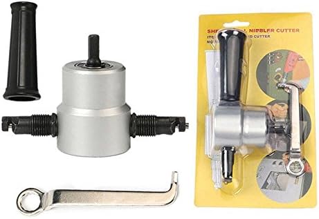 Double Head Sheet Nibbler Metal Cutter By SixSupply For ANY DRILL - Drill Attachment Metal Nibbler Tool Kit (4 PIECE SET) | Cuts Metal Easy, Works Great W ALL Drills