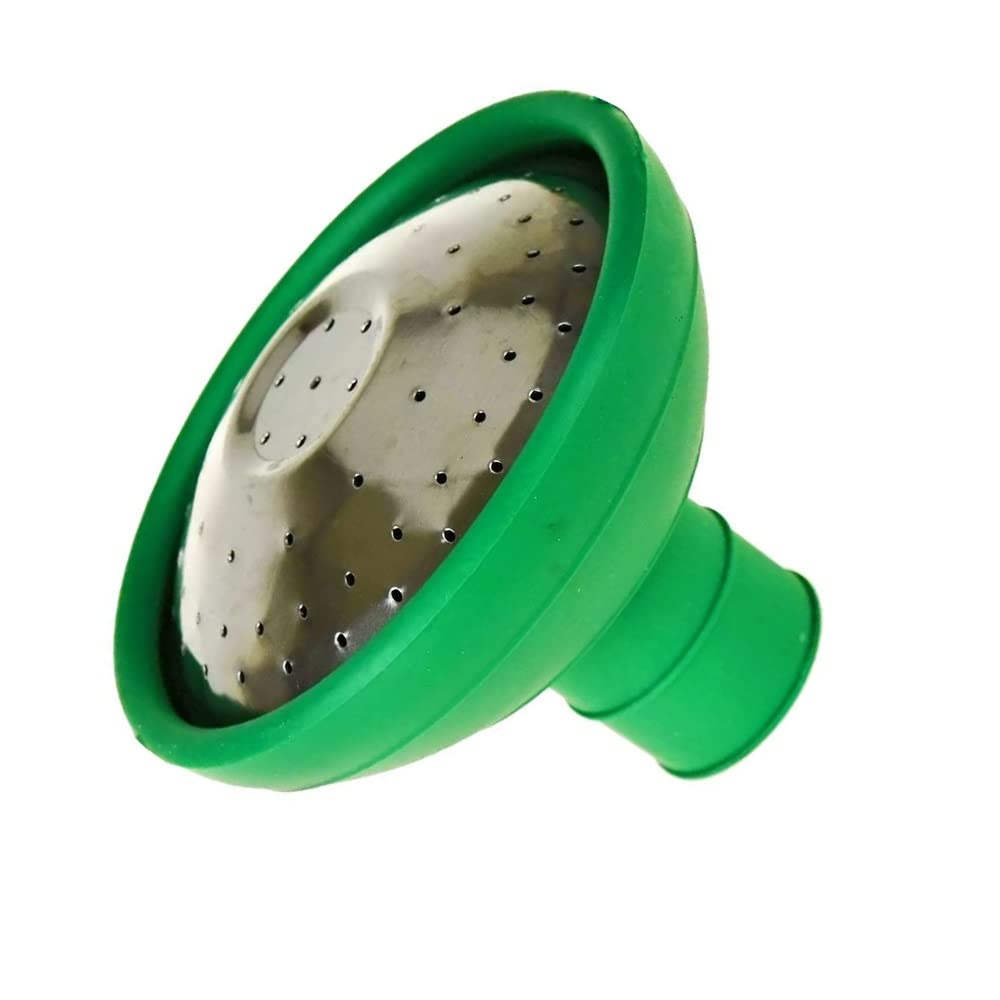 AQZONE Universal Garden Watering Can With Rubber Nozzle & Nickel Plated Rose Head - Green, Silver for Plants
